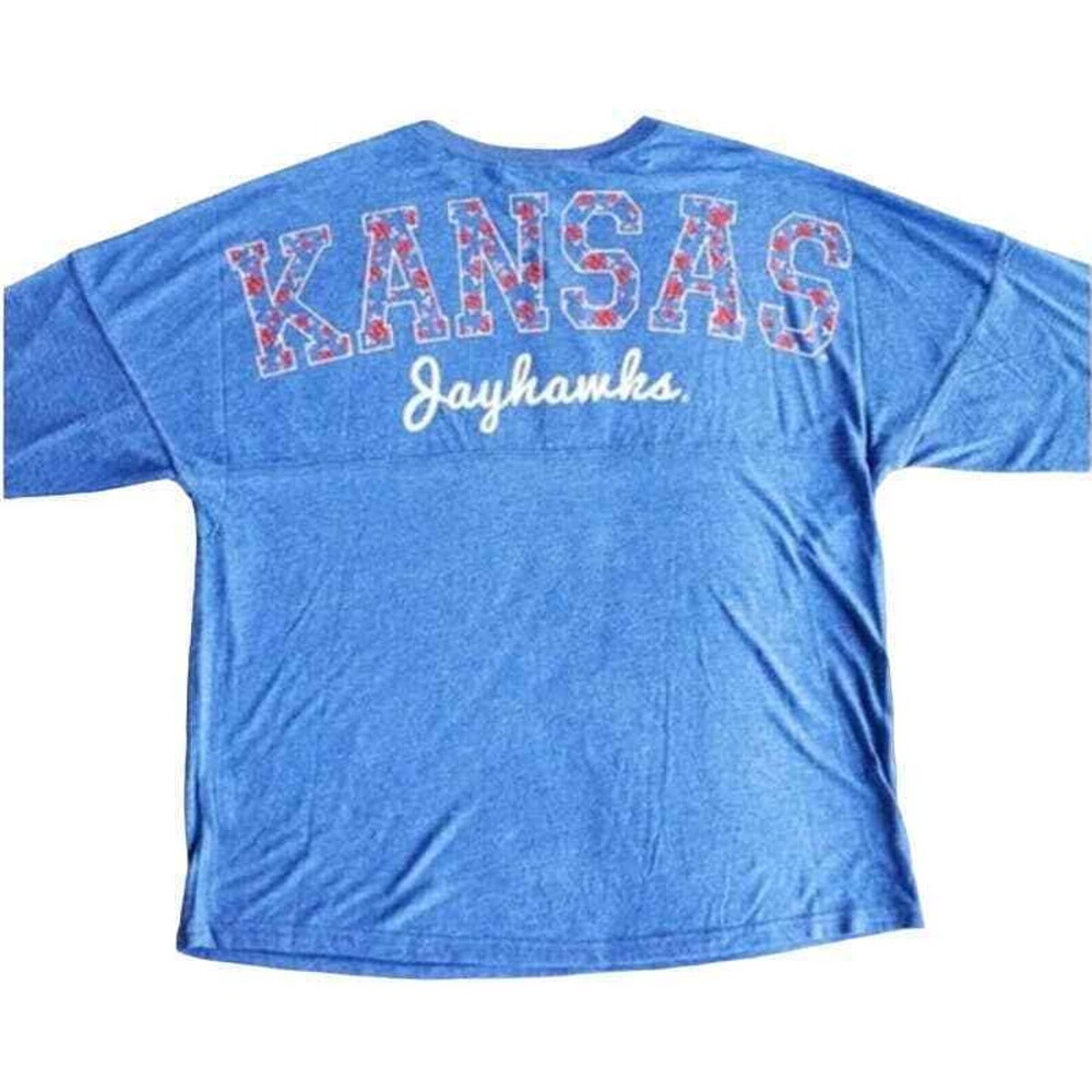 Chicka-d Small New Kansas Jayhawks Varsity Spirit Jersey Long Sleeve Oversized S